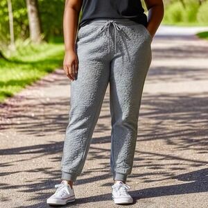 Tahari Sport Gray Quilted Popcorn Joggers Women Plus 3X Cozy Soft Athleisure NWT